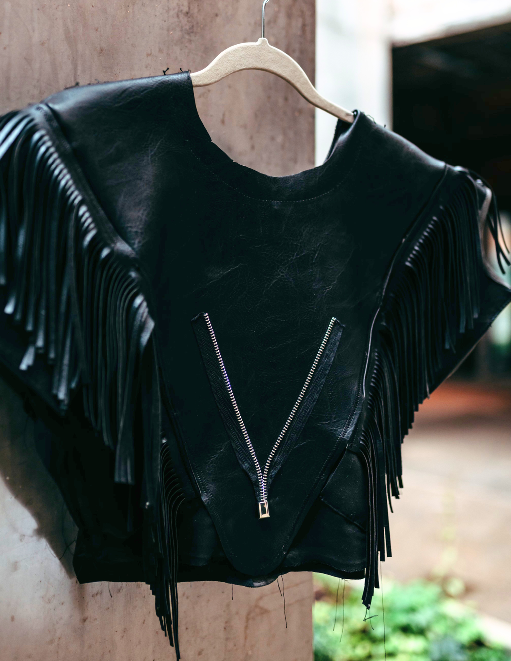 Upcycled Bullet Proof Black Tassel Shirt