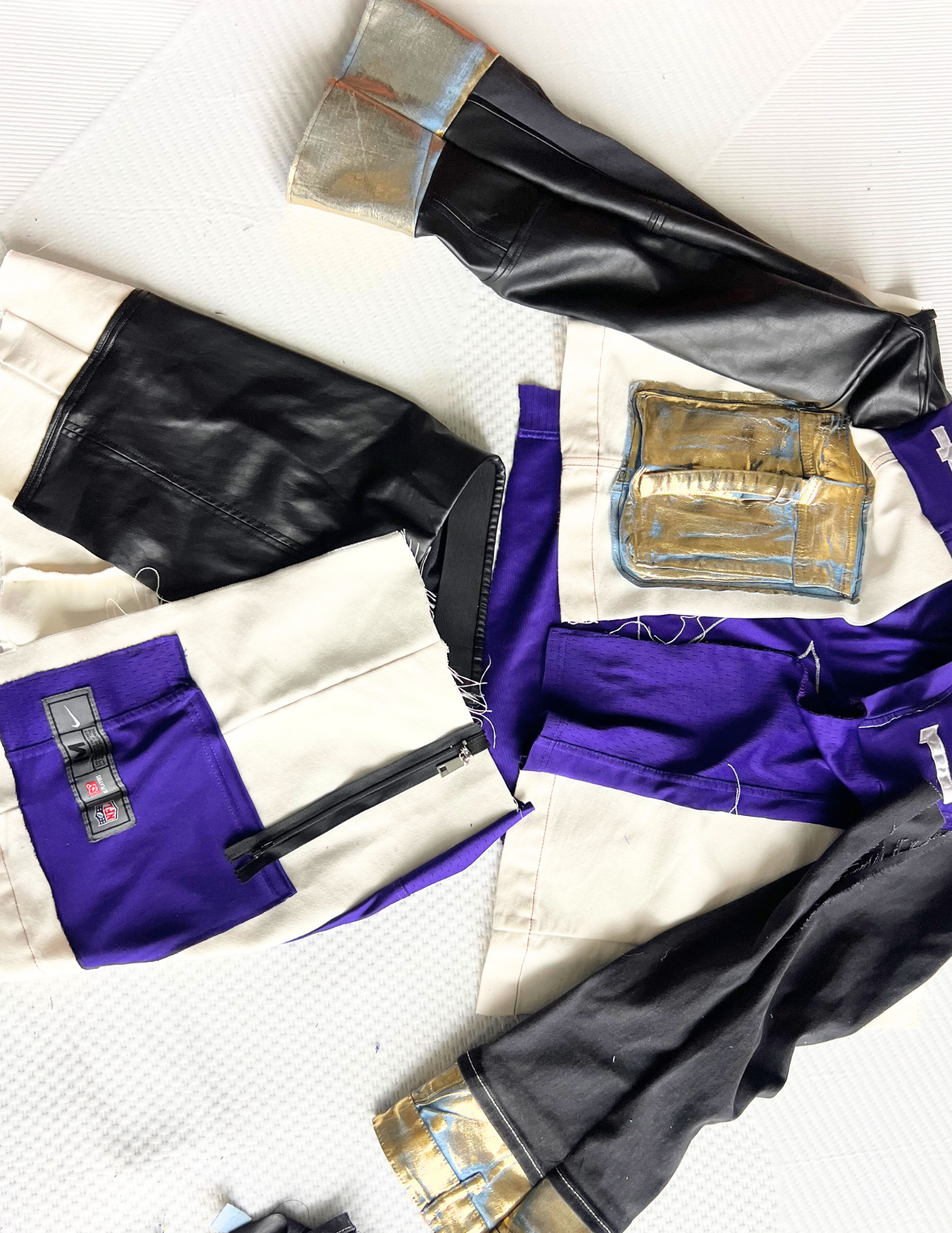 Vikings Denim Leather Skirt Jacket Set