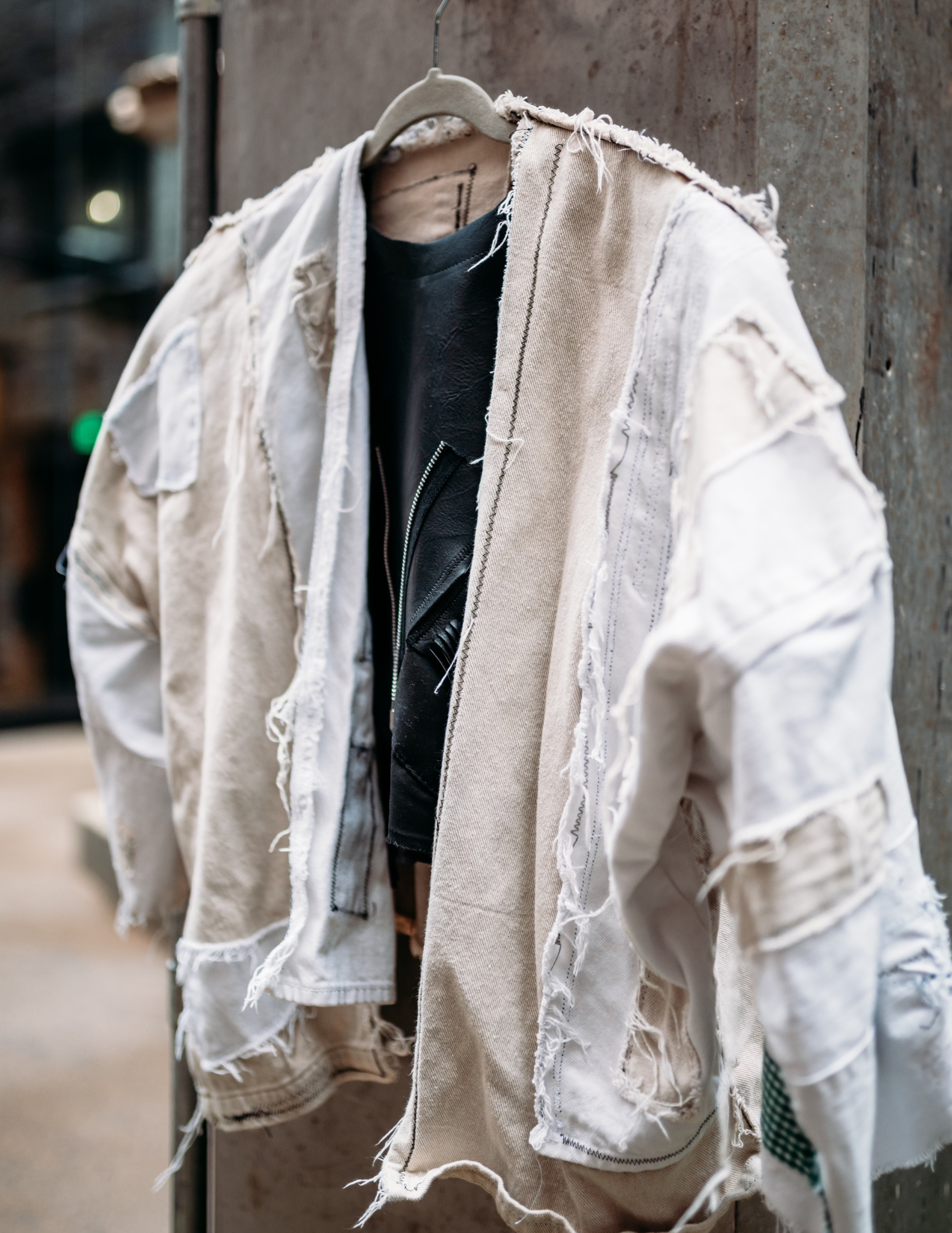 Upcycled Beige Denim Jacket