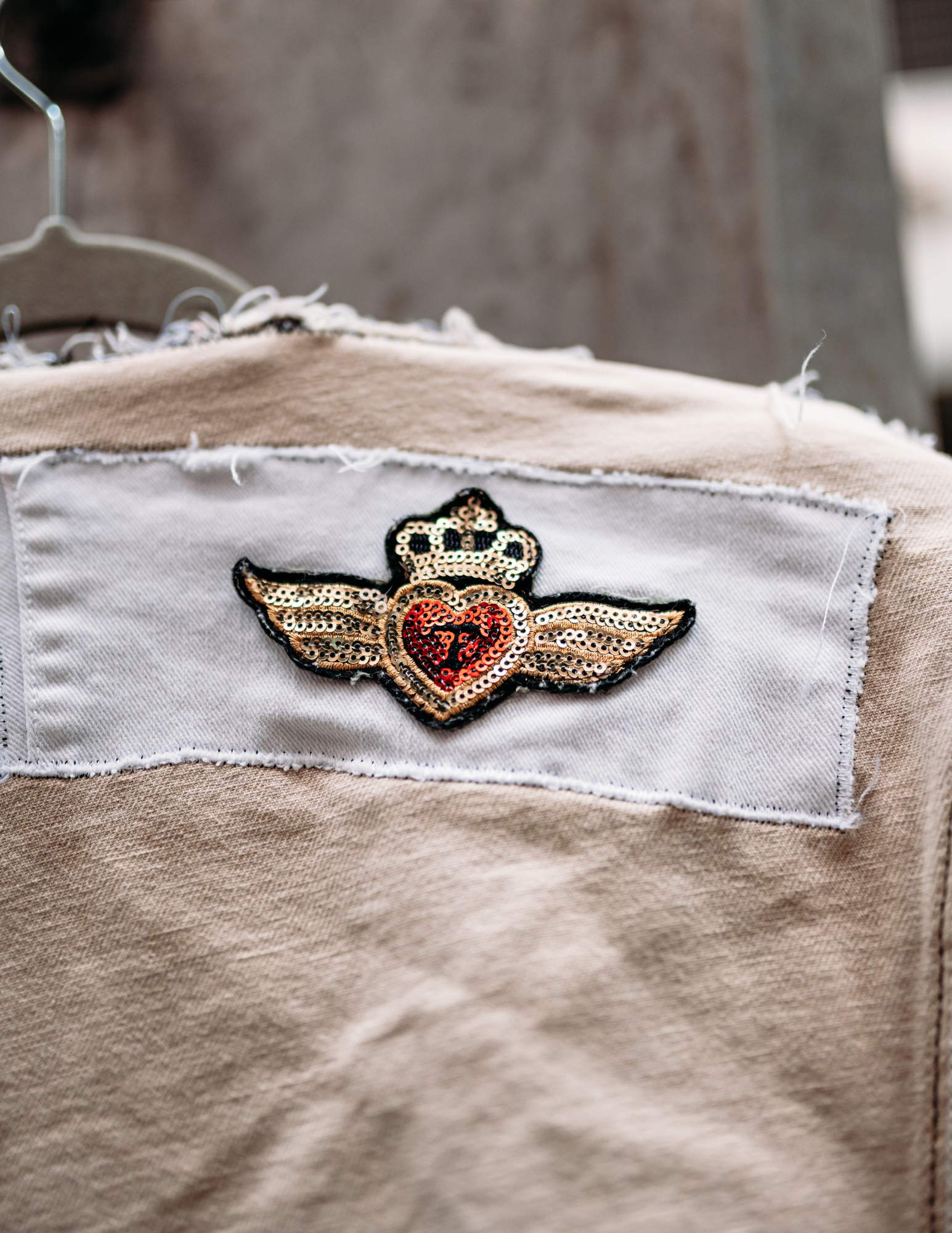 Upcycled Beige Denim Jacket