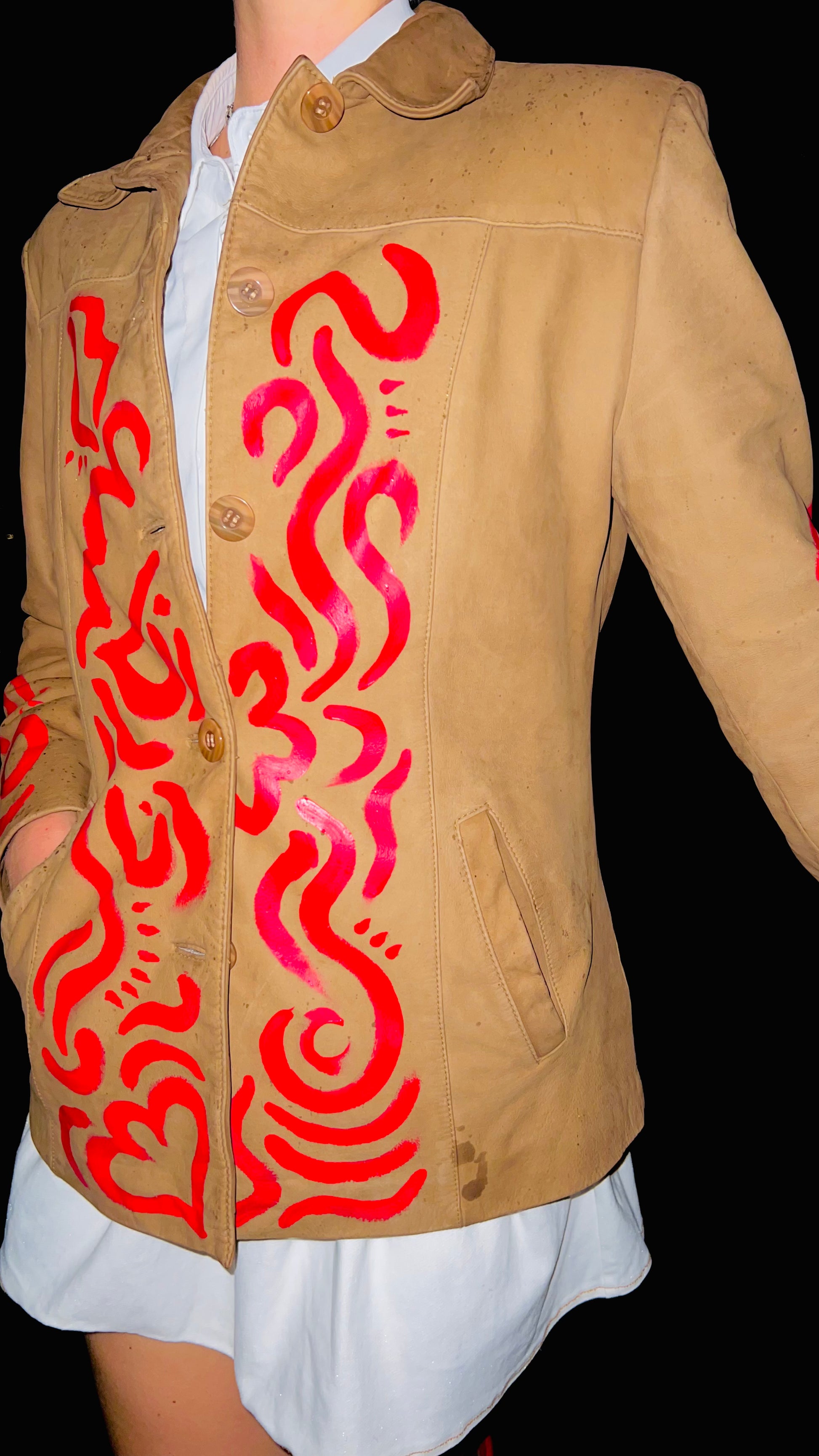 Red Painted Leather Jacket