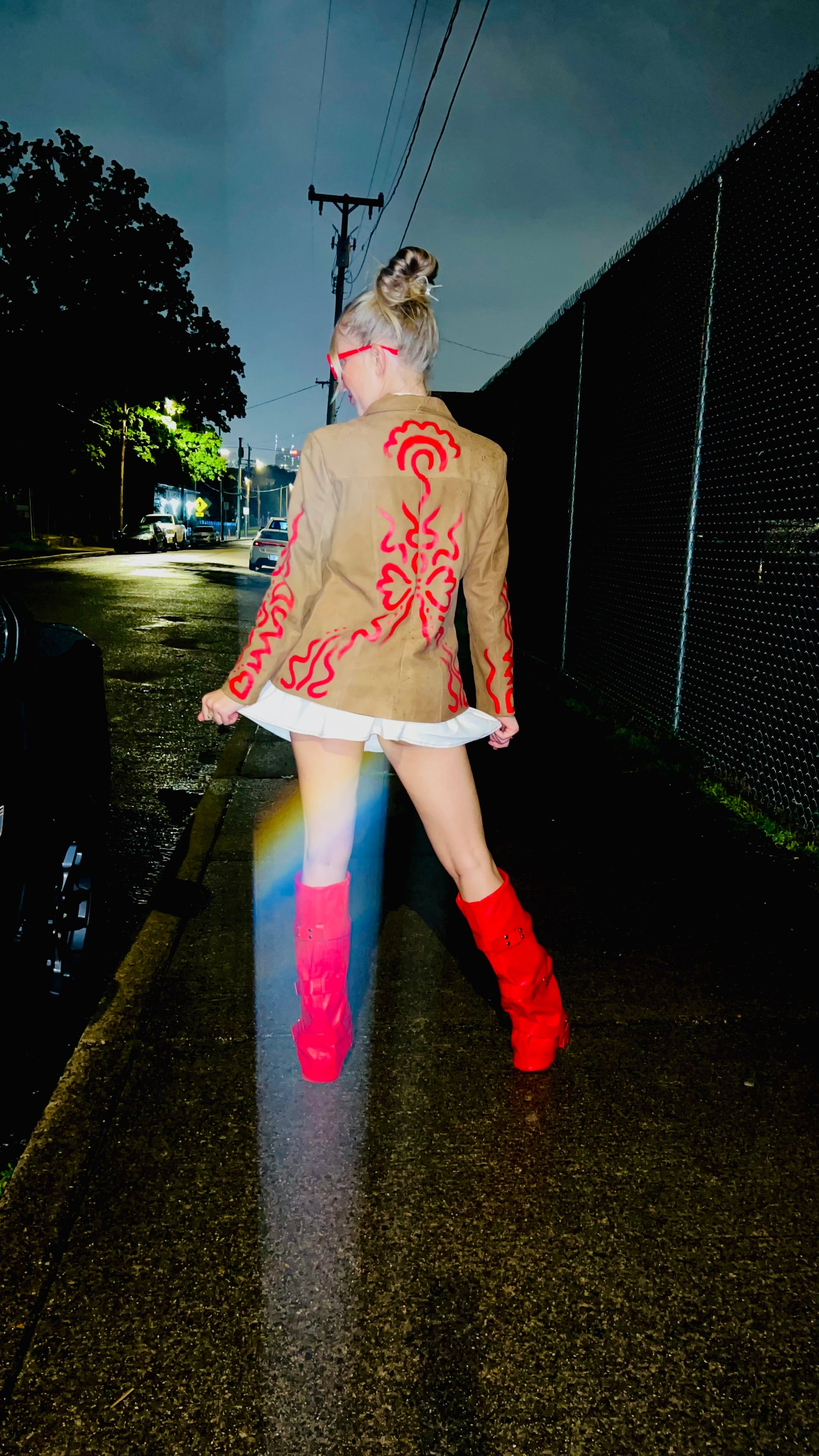 Red Painted Leather Jacket