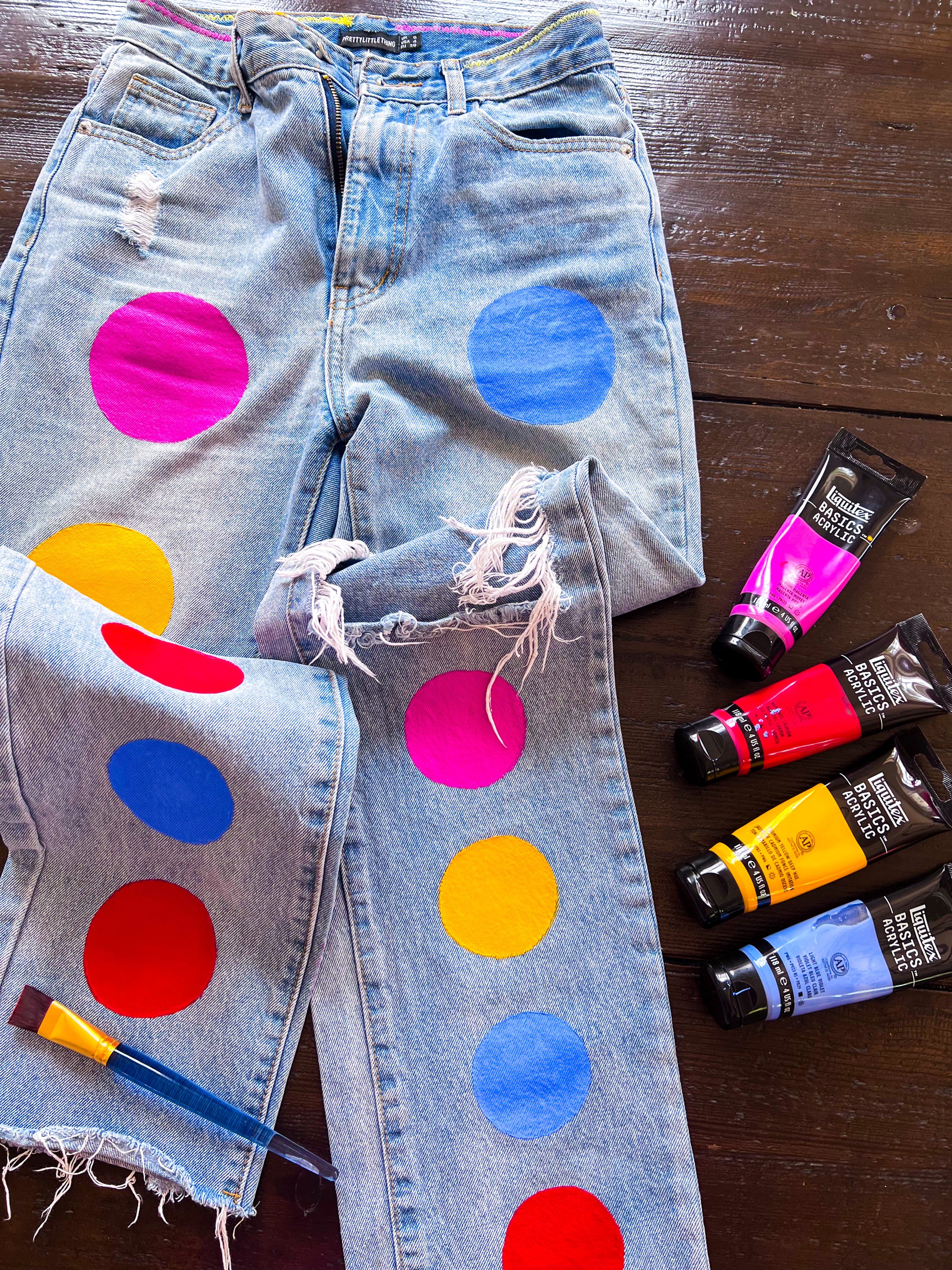 Polka Dot Denim Pants