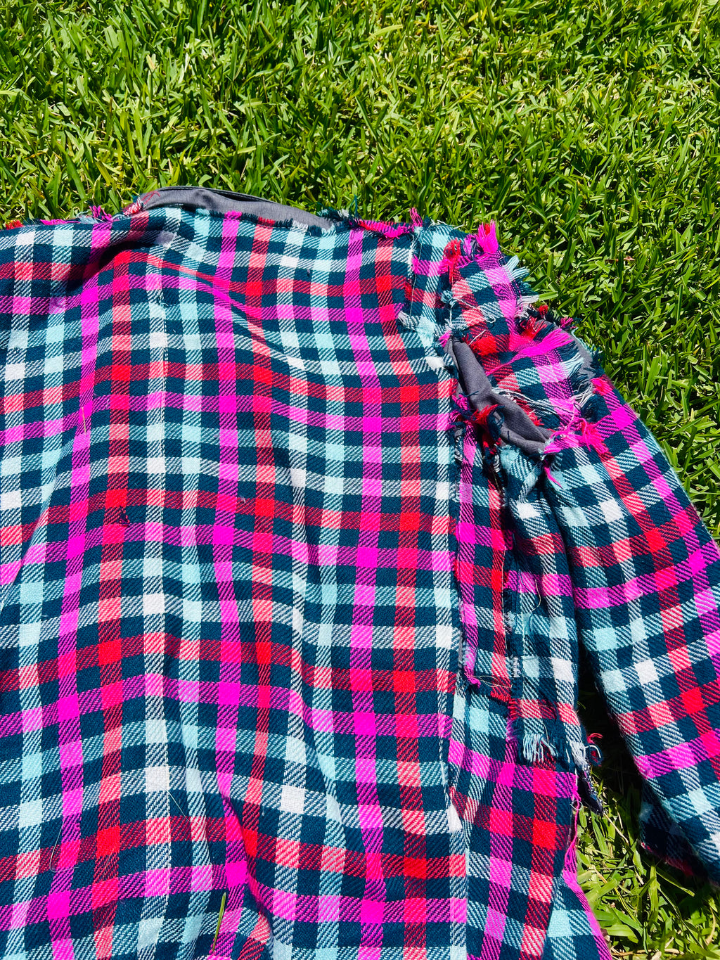 Upcycled Colorful Gingham Style XL Men's Blazer