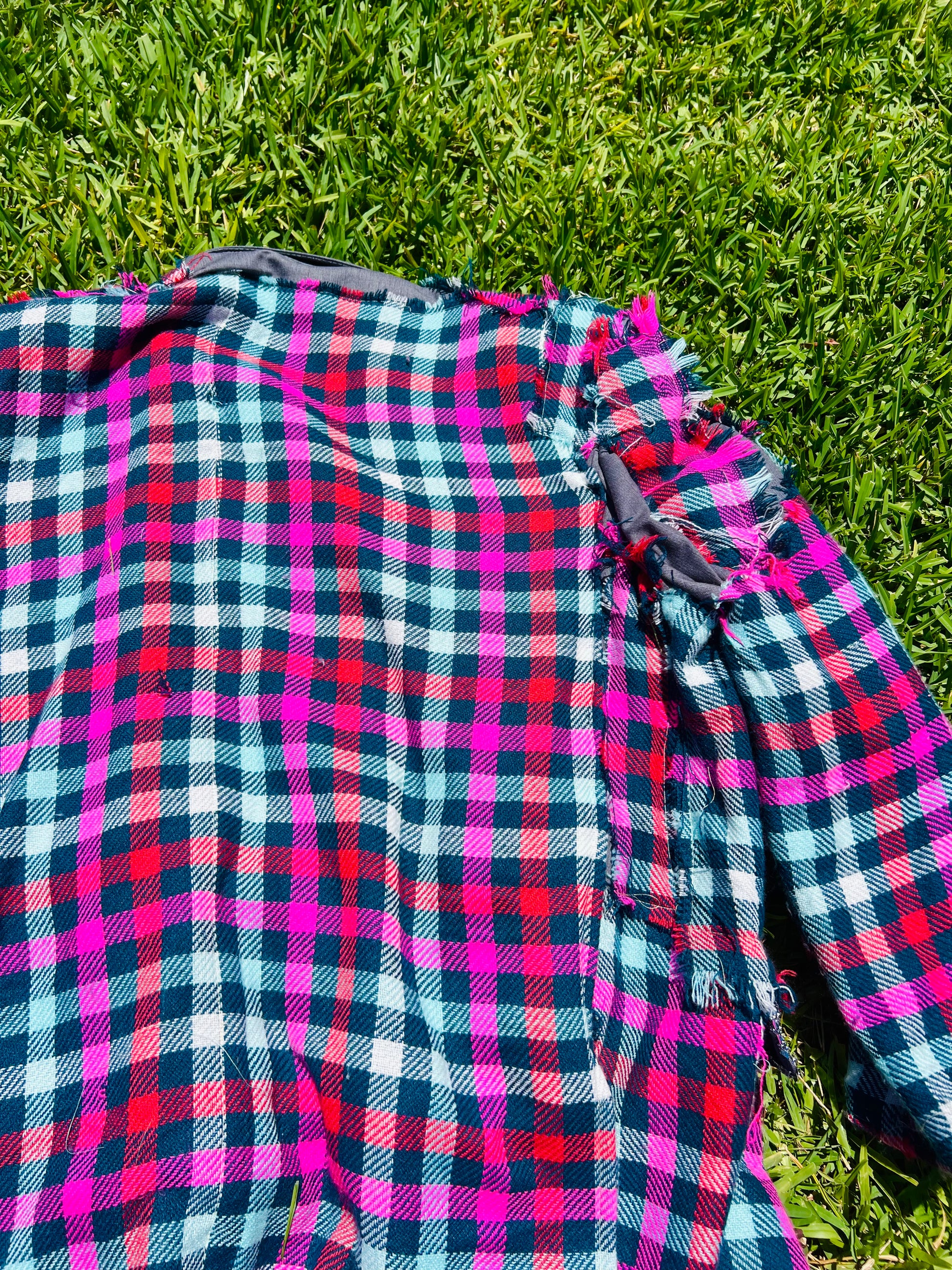 Upcycled Colorful Gingham Style XL Men's Blazer