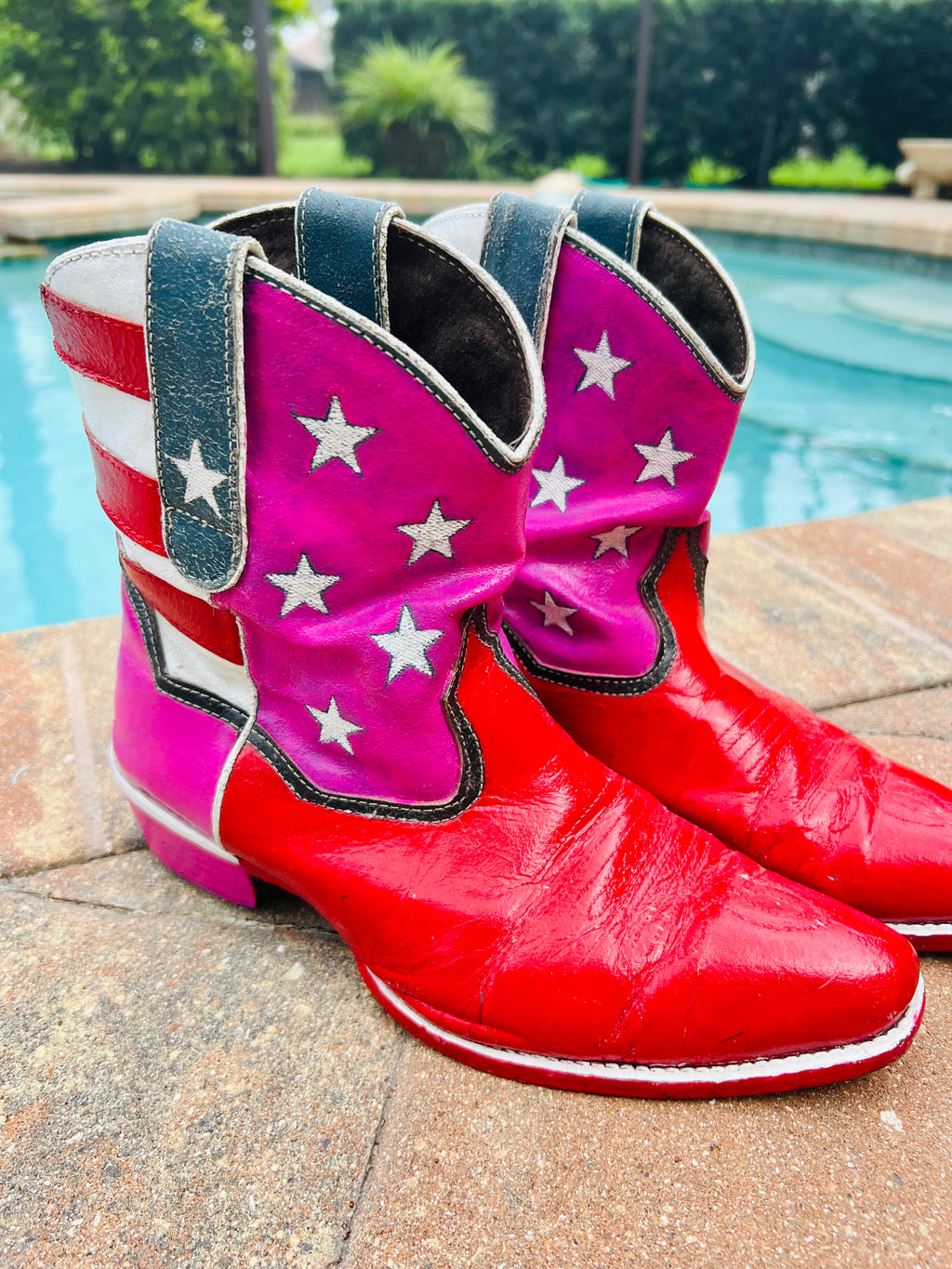 Red, Pink, White and Blue Cowgirl Boots