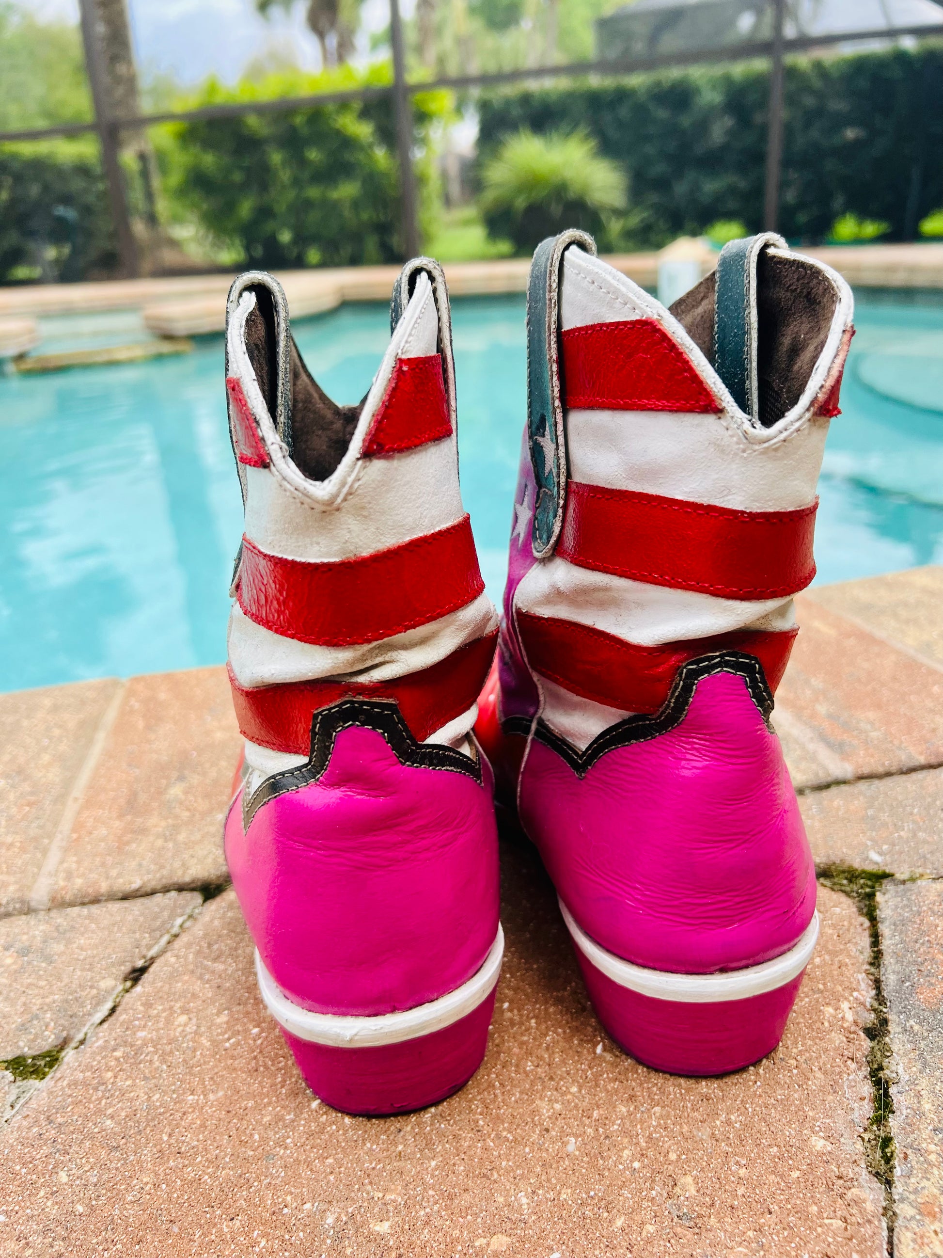 Red, Pink, White and Blue Cowgirl Boots