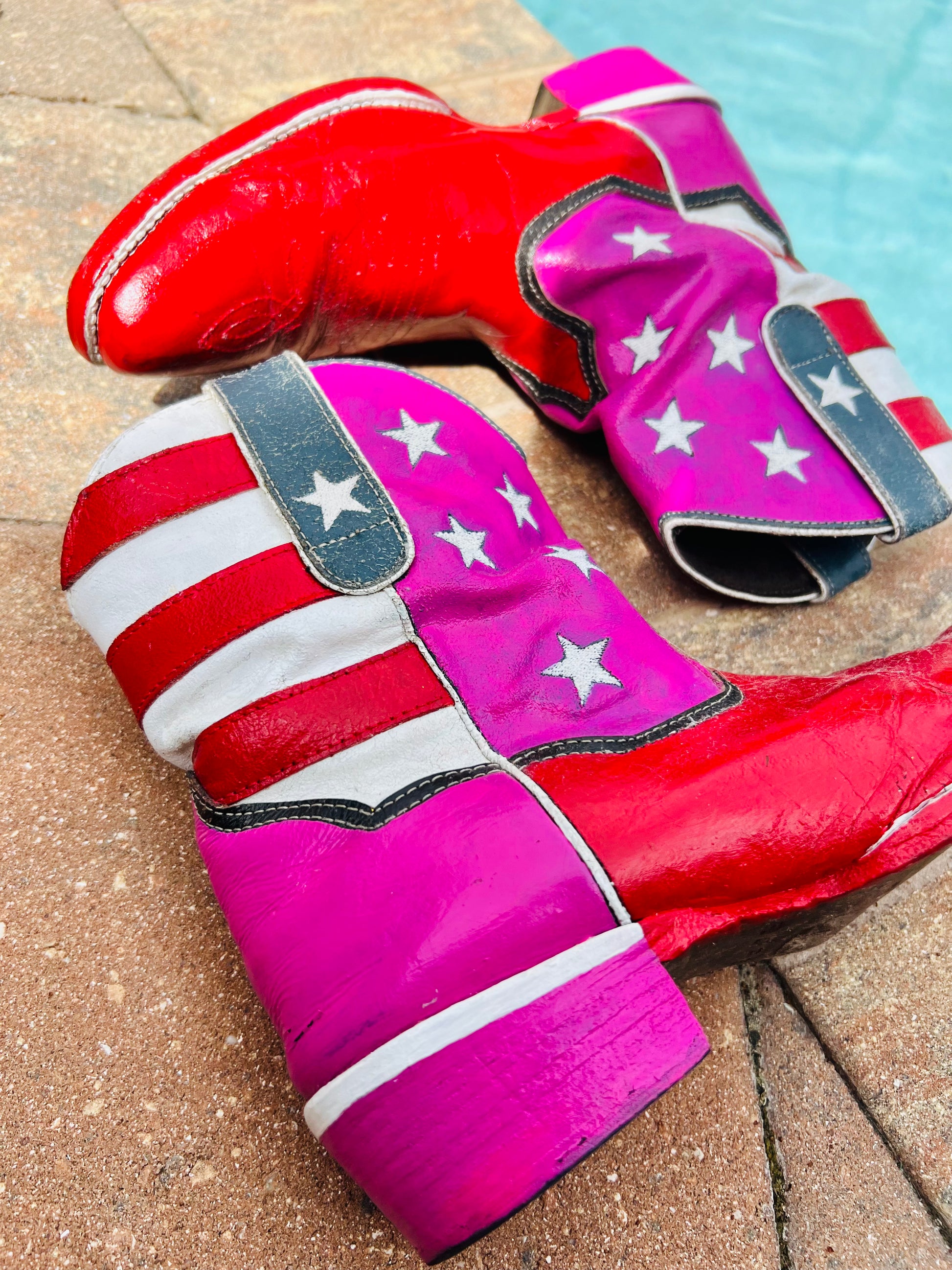 Red, Pink, White and Blue Cowgirl Boots