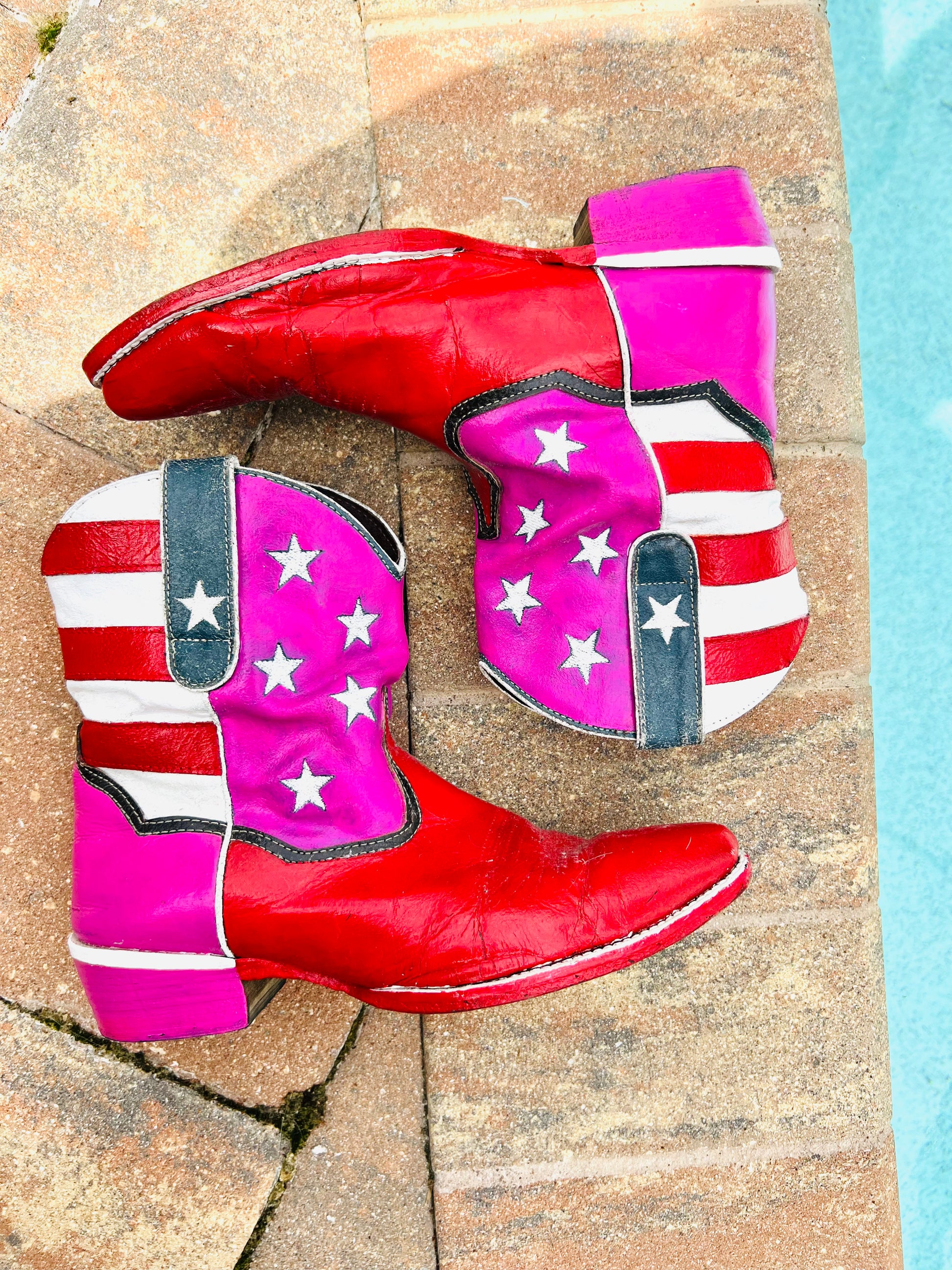 Red, Pink, White and Blue Cowgirl Boots