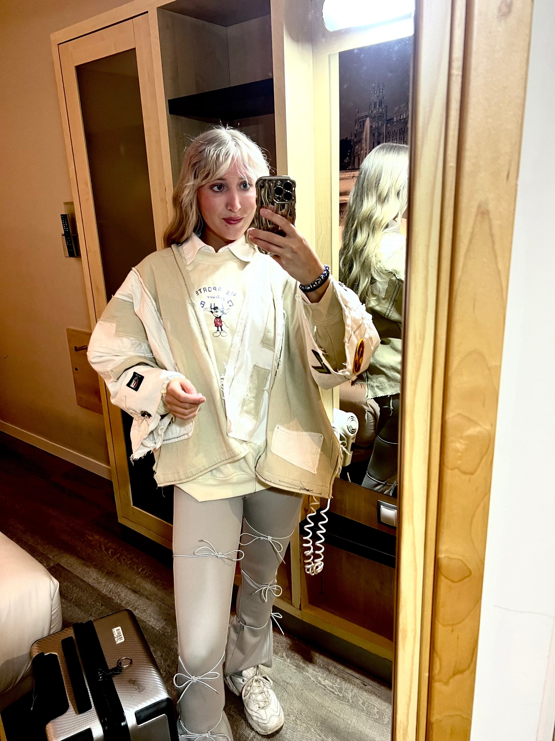 Upcycled Beige Denim Jacket