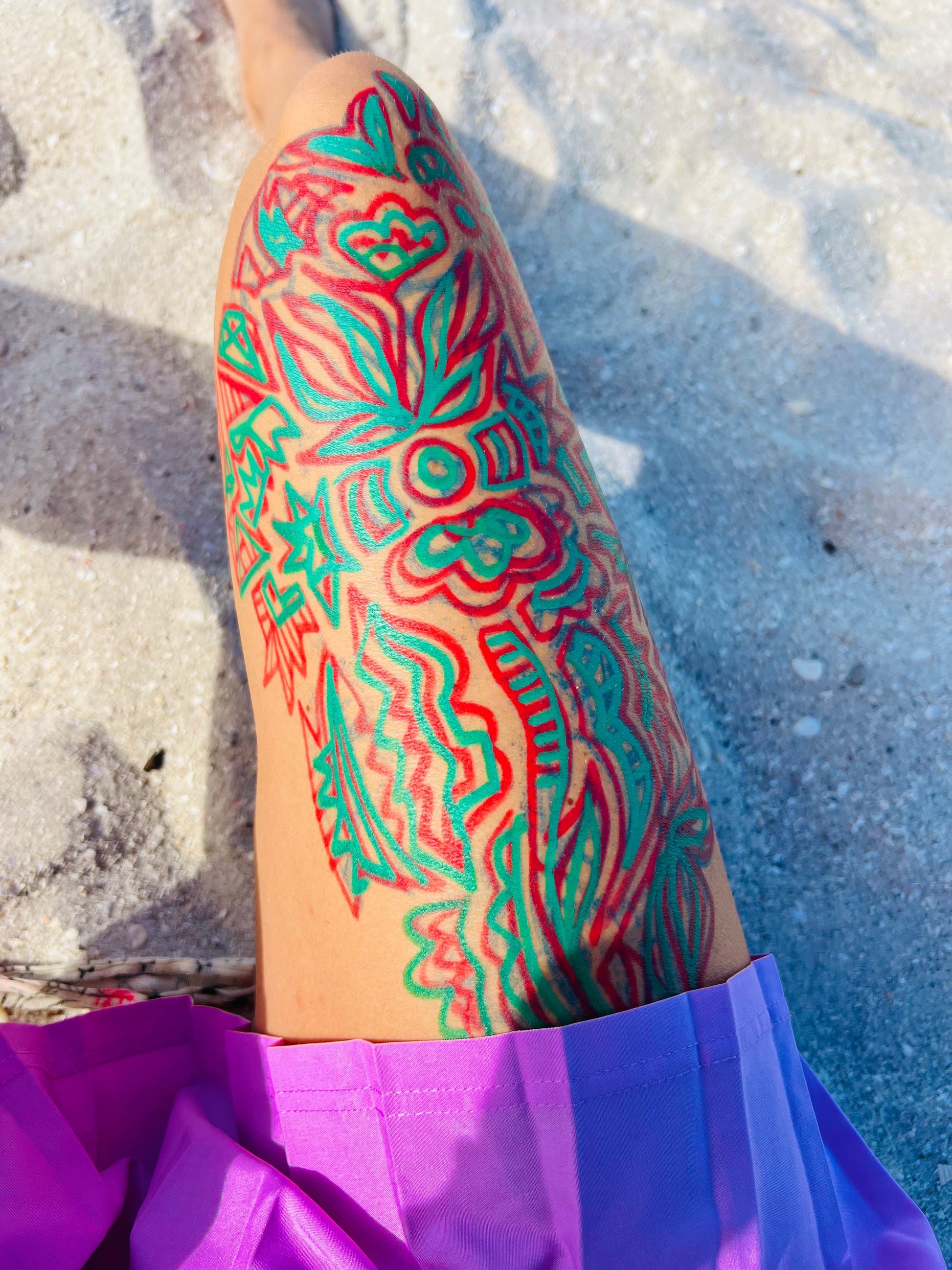 Fire and Ice Aura Leg Drawing