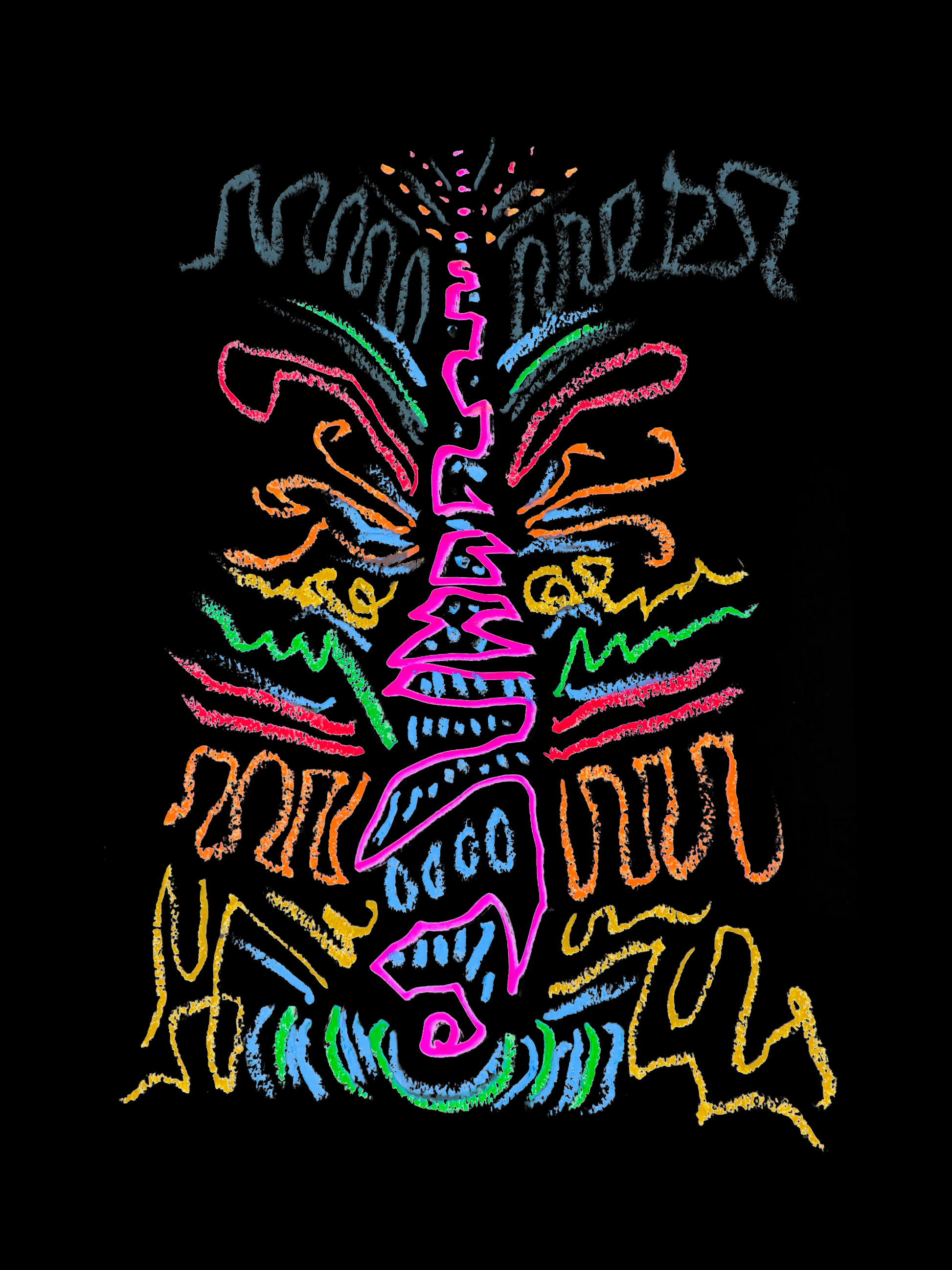 Firecracker Aura Art Colorful on Black Background