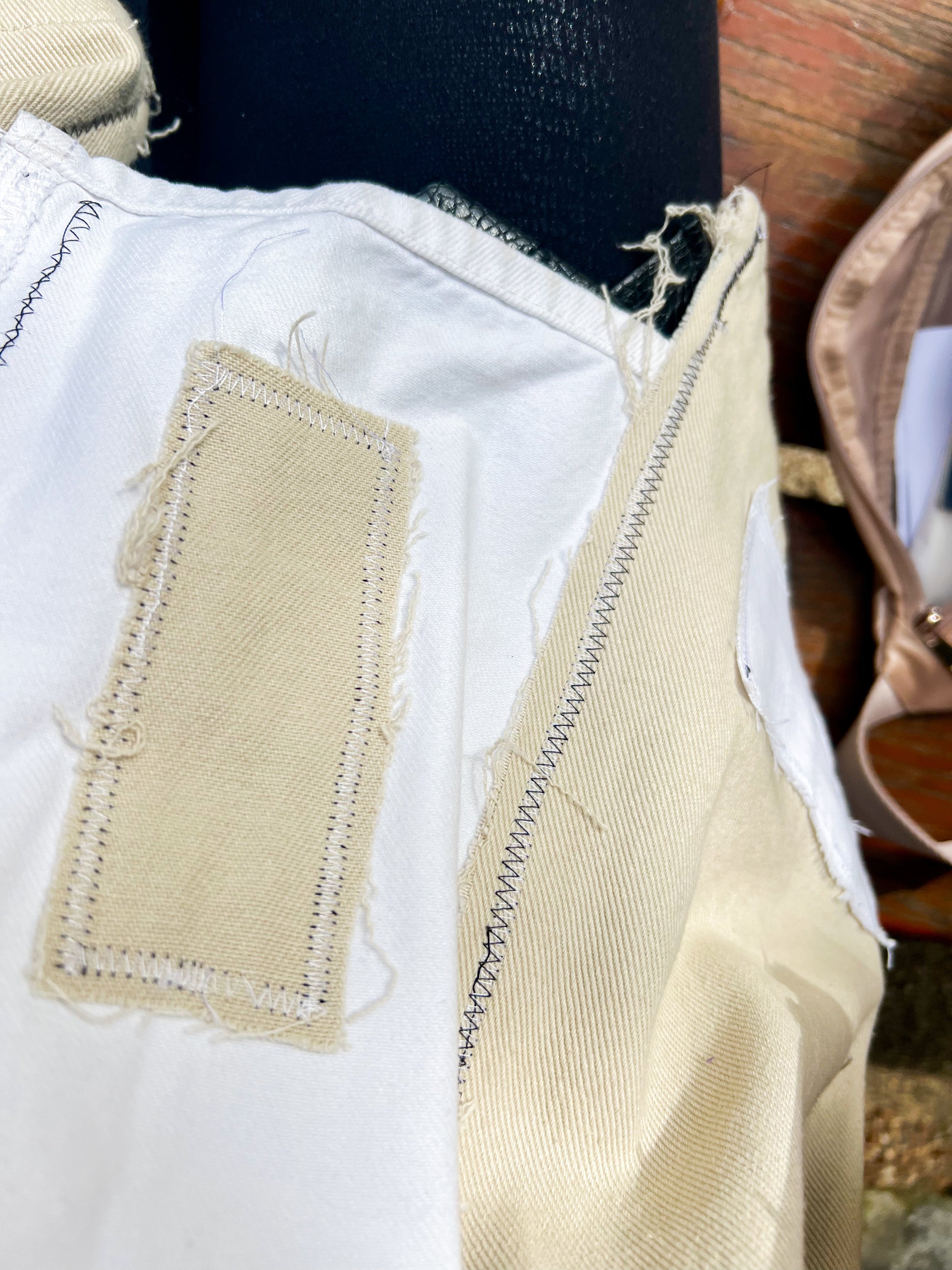 Upcycled Beige Denim Jacket