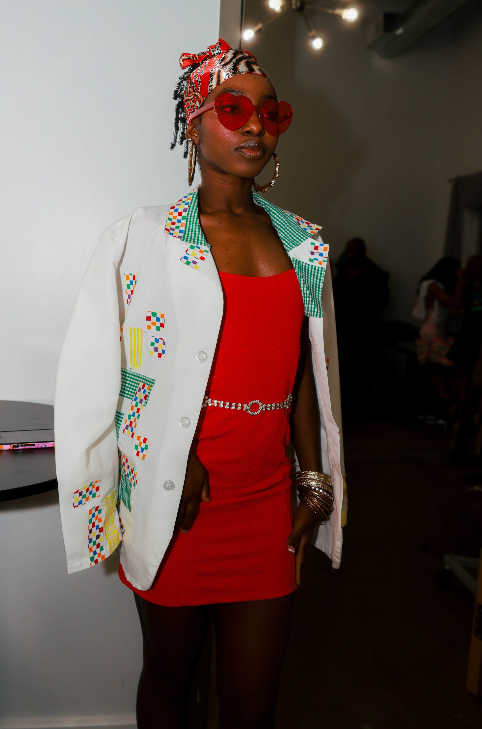 Custom White Blazer with Added Patches
