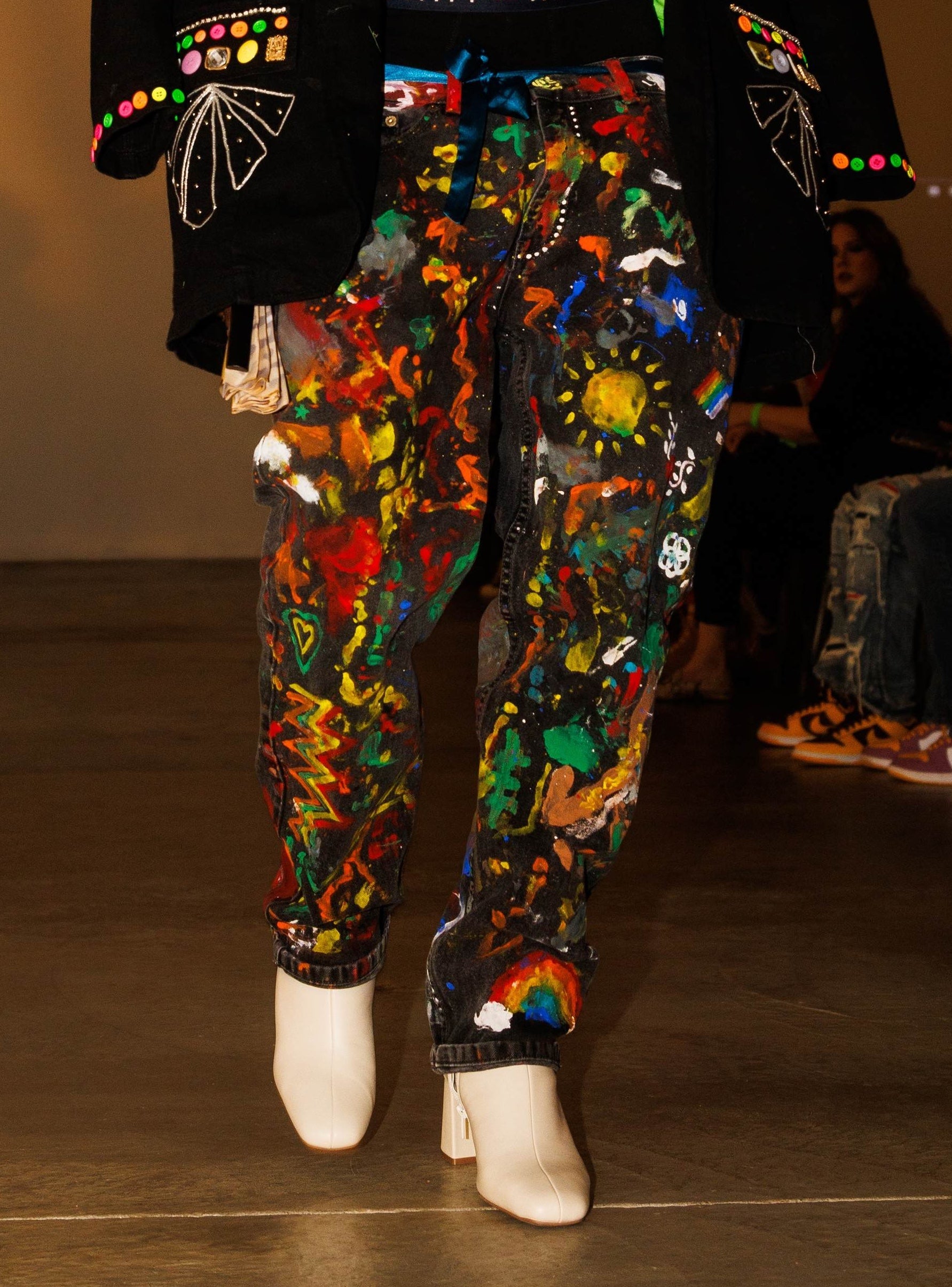 Custom Rainbow Painted Denim Pants