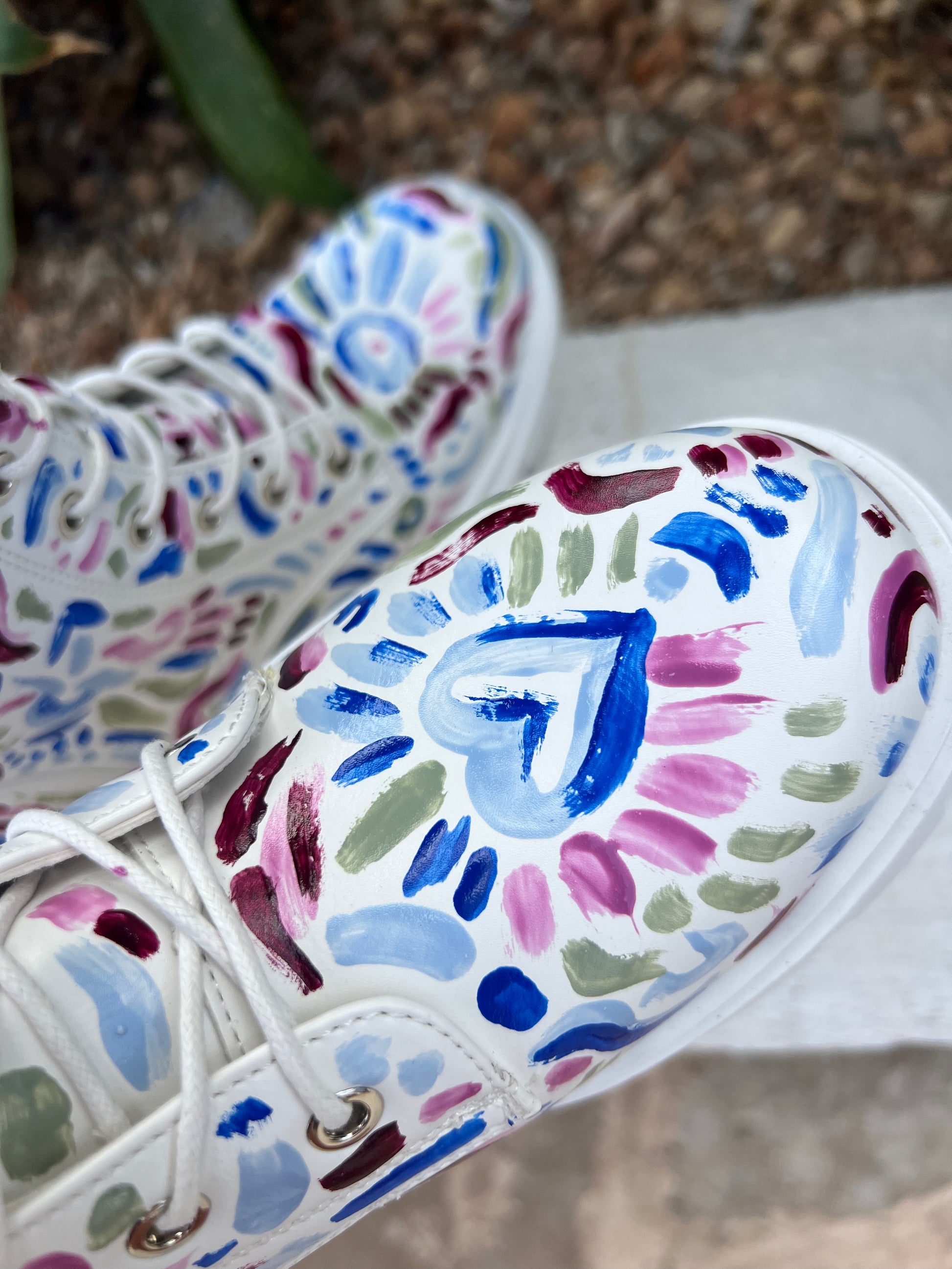 Hand Painted White Combat Boots