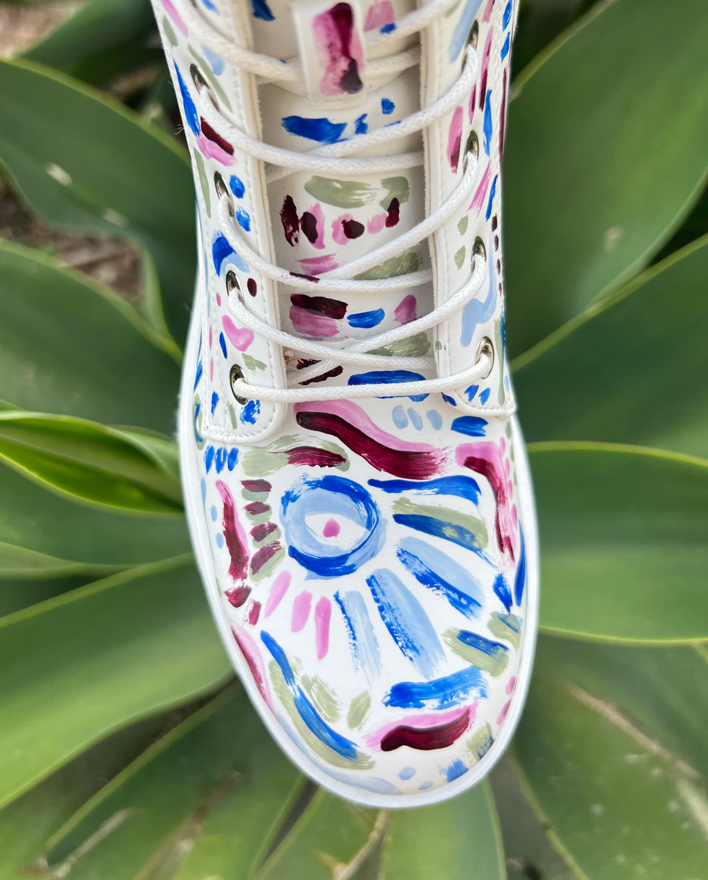 Hand Painted White Combat Boots