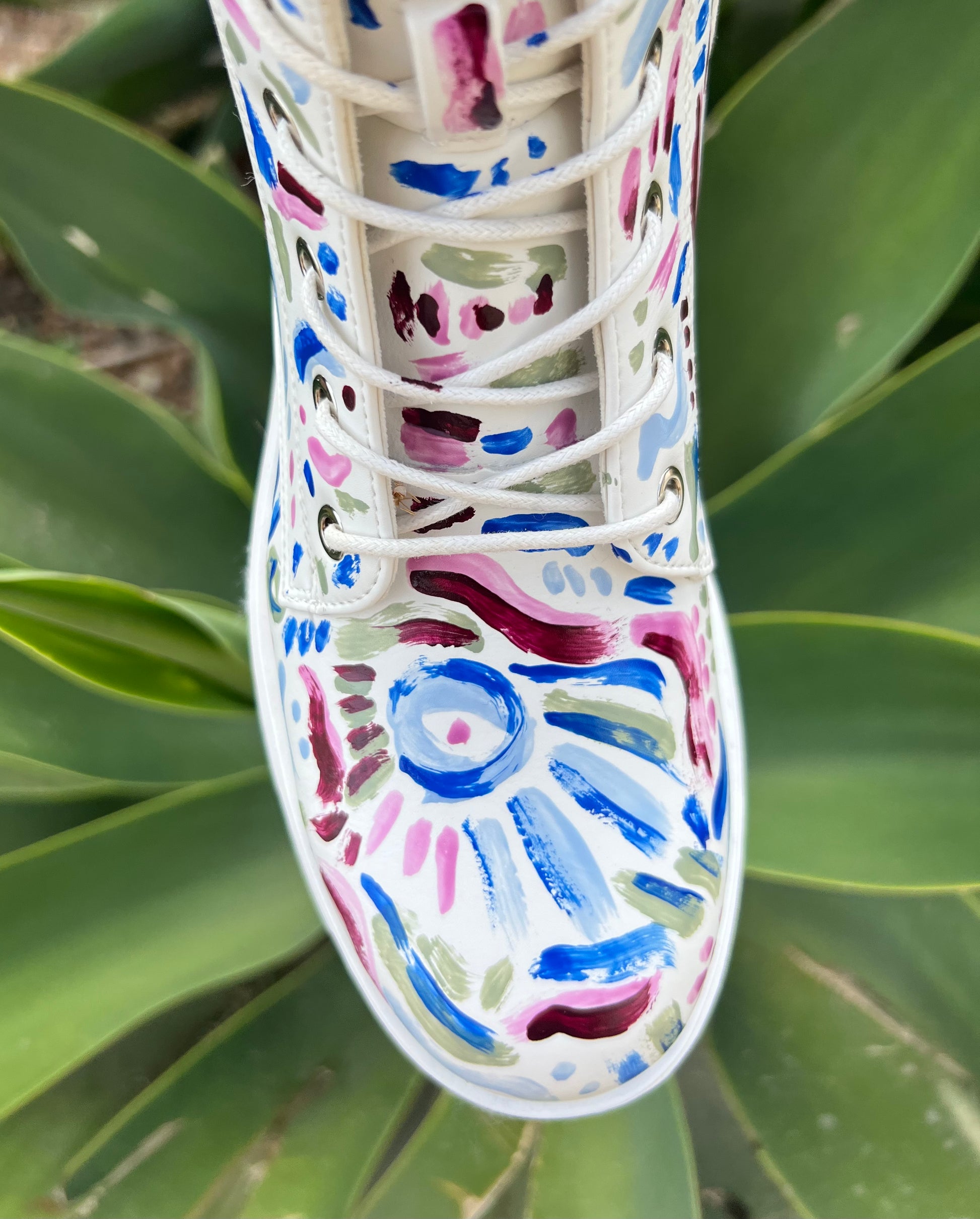 Hand Painted White Combat Boots