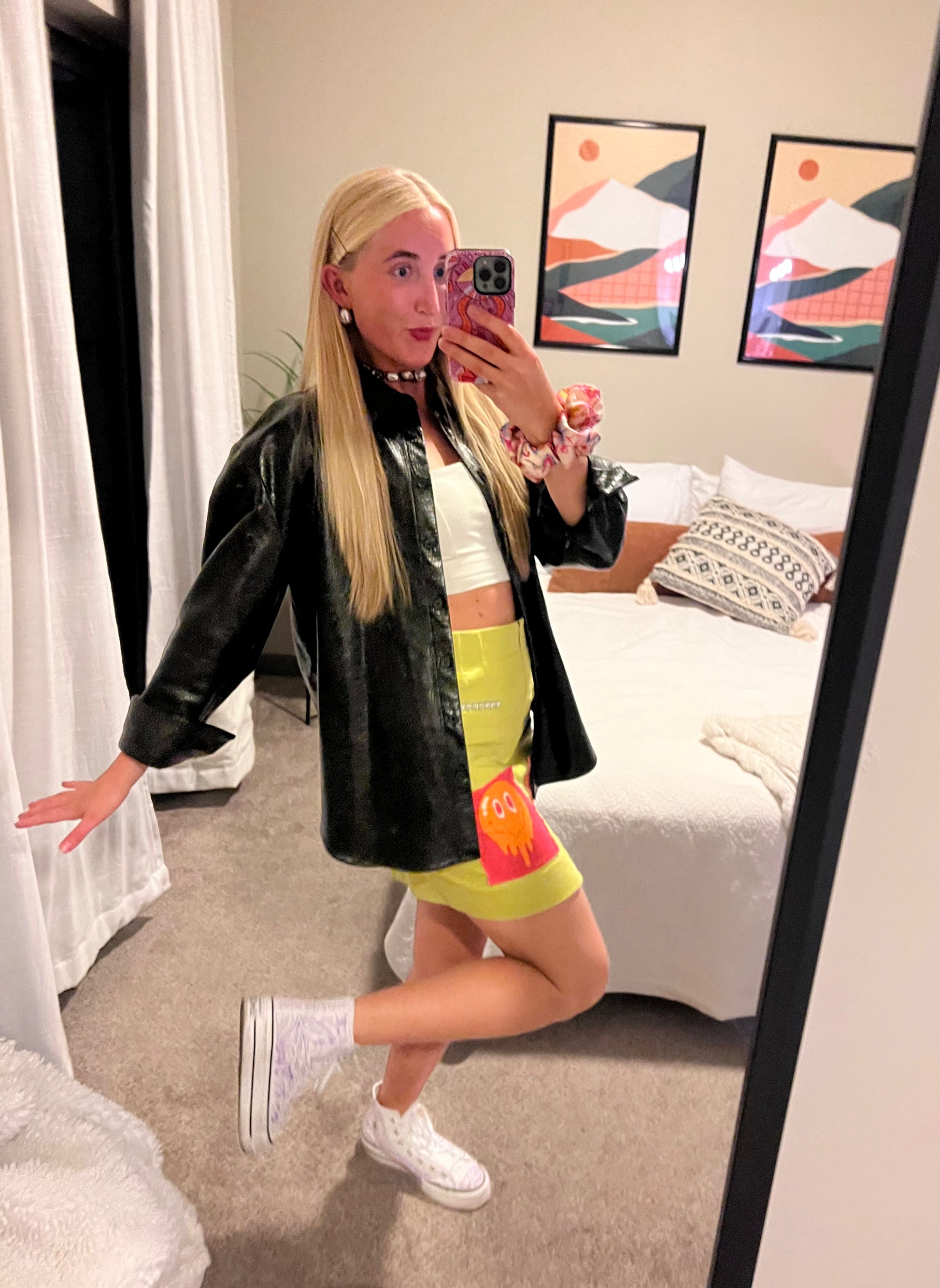 Upcycled Green Yellow Skirt